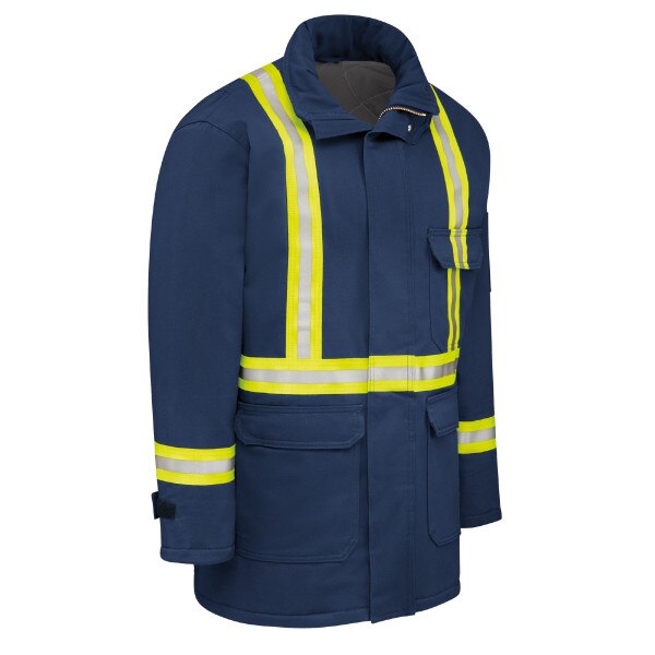 Insulated FR Parka with Reflective Trim in Navy